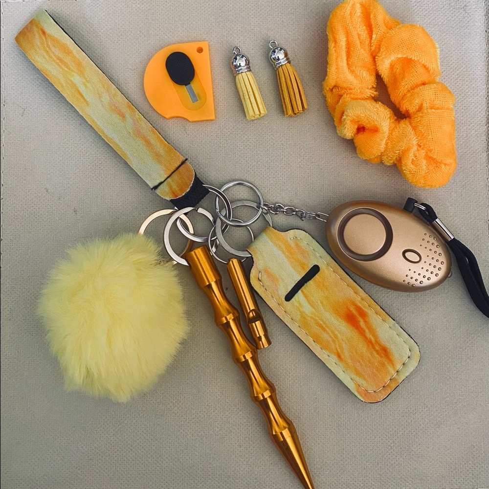 Yellow watercolor safety keychain